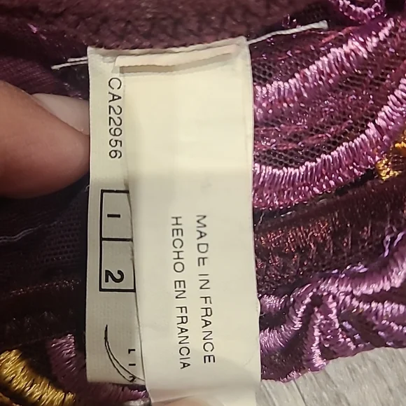 Simone Perele Set Bra 34B and panties Size S Plum pinstriped with embroidery - Picture 11 of 11